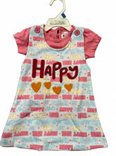 Happy text repeat Frock style Dungaree