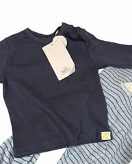 Striped Blue Dungaree with Blue Inner