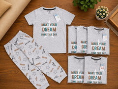 Dream Star Kids Cotton Night Suit – Grey Melange