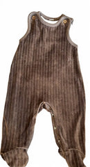 Brown Velvet Dungaree with White Romper