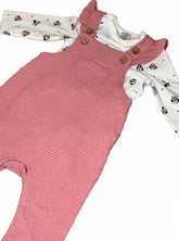 Pink Ribbed Jumpsuit with Mini mouse printed Romper