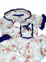 White floral violet lace night suit