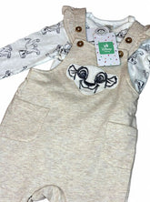 Fleece Biege Jumpsuit with White animal printed romper