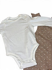 Beige dungaree polka doted with white romper