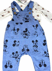 Mickey themed dungaree with mini mouse printed romper