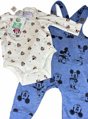 Mickey themed dungaree with mini mouse printed romper