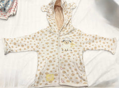 Beige Cotton Baby Hooded Jacket with Bear Ears