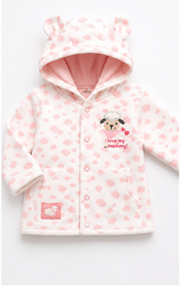 Pink Cotton Baby Hooded Jacket with Bear Ears