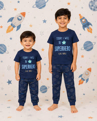 Superhero Like Papa Kids Cotton Night Suit