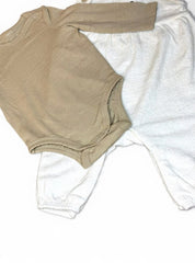 Fleece White Dungaree with Beige Romper