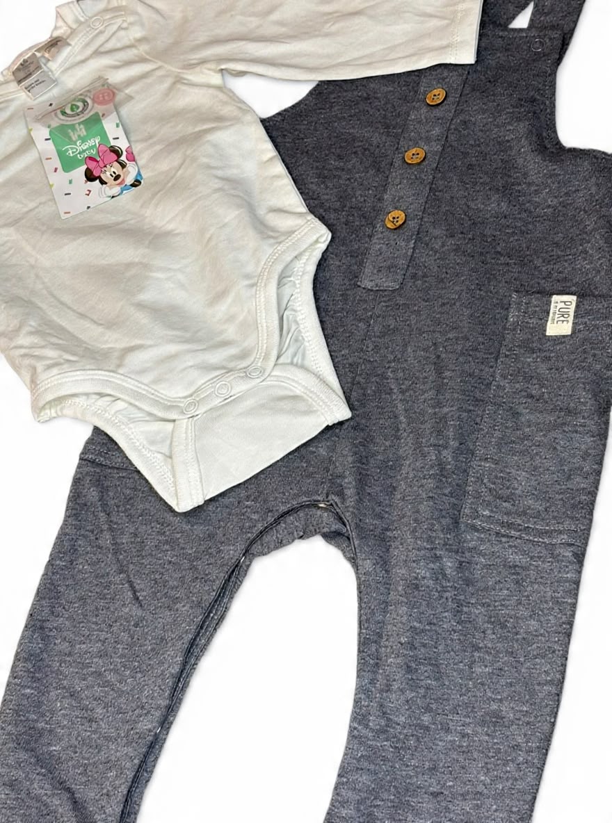 Grey Dungaree with White Romper