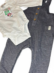Grey Dungaree with White Romper