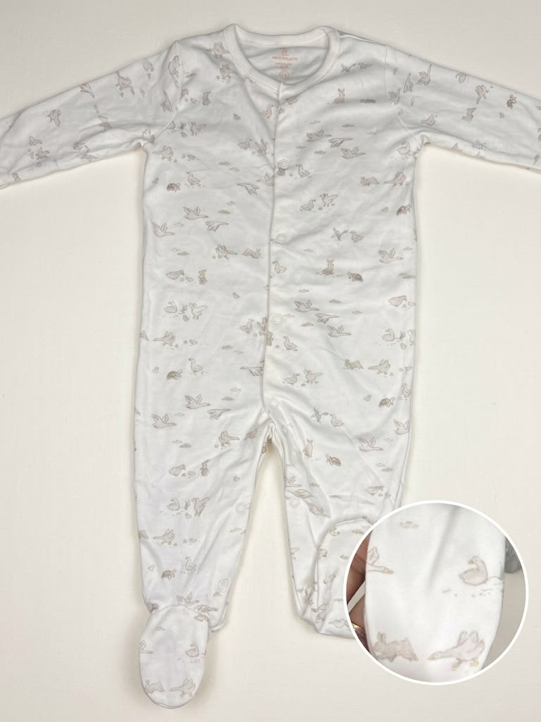 Neutral All-Over Print Baby Footie Pajama