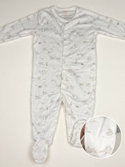 Neutral All-Over Print Baby Footie Pajama