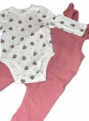 Pink Ribbed Jumpsuit with Mini mouse printed Romper