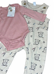 Owl printed Jumpsuit Pink romper
