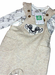 Fleece Biege Jumpsuit  with White animal printed romper