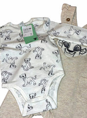 Fleece Biege Jumpsuit  with White animal printed romper