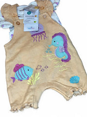Underwater themed dungaree with white romper