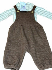 Brown ribbed dungaree with white romper