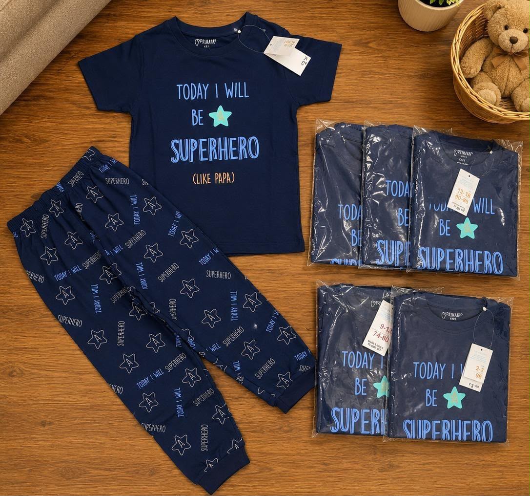 Superhero Like Papa Kids Cotton Night Suit