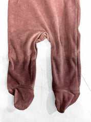 Pink velvet dungaree with biege romper