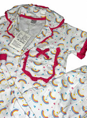 Rainbow printed ruffled night suit