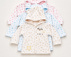 Blue Cotton Baby Hooded Jacket with Bear Ears