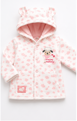 Pink Cotton Baby Hooded Jacket with Bear Ears