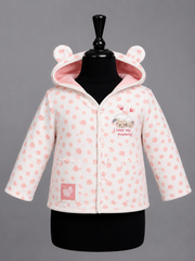 Pink Cotton Baby Hooded Jacket with Bear Ears